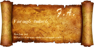 Faragó Ambró névjegykártya
